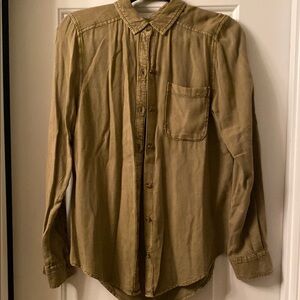 Women’s Casual Olive Button Down Shirt